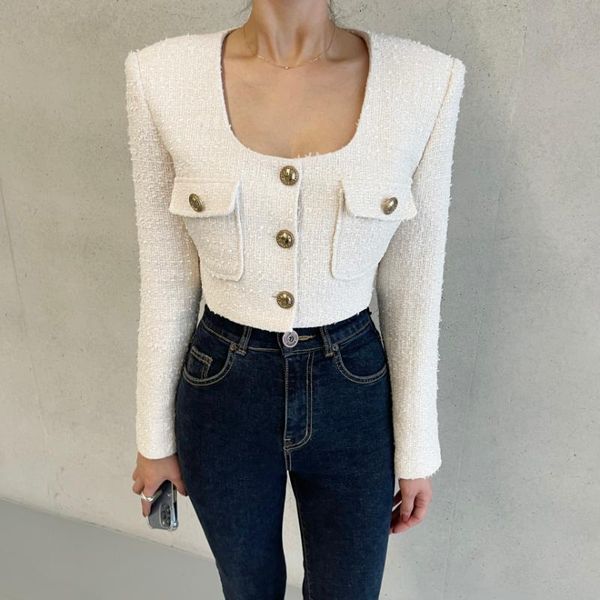 women's jackets vintage tweed square neck long sleeve crop jacket for women spring autumn solid color elegant single breasted pockets o, Black;brown
women's jackets vintage tweed square neck long sleeve crop jacket for women spring autumn solid color elegant single breasted pockets o, Black;brown