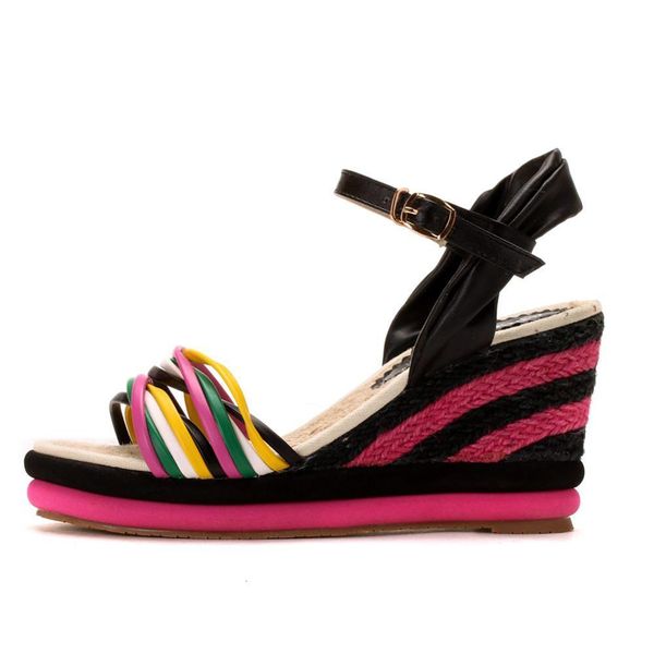 sandals summer wees peep toe high heel height increasing platform shoes women ankle buckle sandals, Black
sandals summer wees peep toe high heel height increasing platform shoes women ankle buckle sandals, Black
