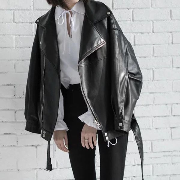 women's leather & faux women jacket coat 2021 autumn fashion femme black pu loose turn-down collar zipper wild solid
women's leather & faux women jacket coat 2021 autumn fashion femme black pu loose turn-down collar zipper wild solid