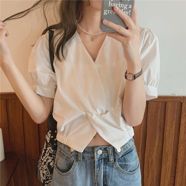 women's blouses & shirts hzirip korean asymmetrical v-neck 2021 square collar folds chiffon shirt puff sleeve loose fashion solid gentl, White
women's blouses & shirts hzirip korean asymmetrical v-neck 2021 square collar folds chiffon shirt puff sleeve loose fashion solid gentl, White