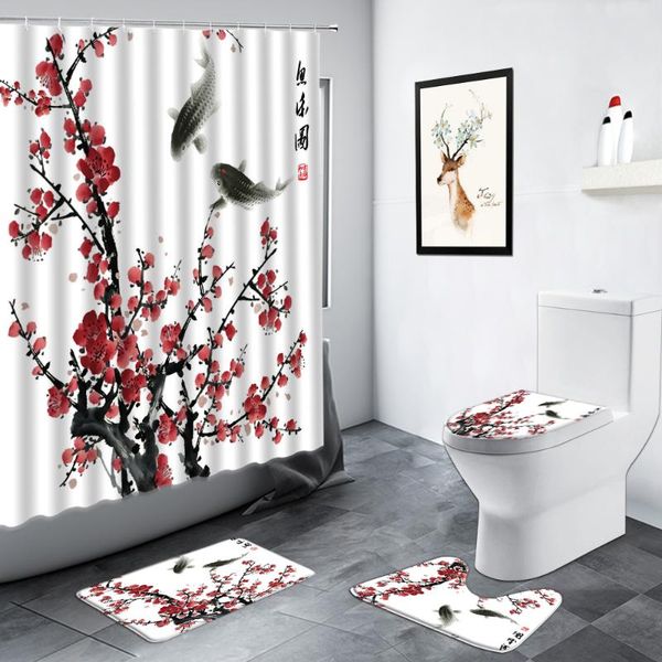 shower curtains red plum blossom ink painting koi chinese style flowers plant scenery bathroom non-slip rug toilet bath mats set
shower curtains red plum blossom ink painting koi chinese style flowers plant scenery bathroom non-slip rug toilet bath mats set