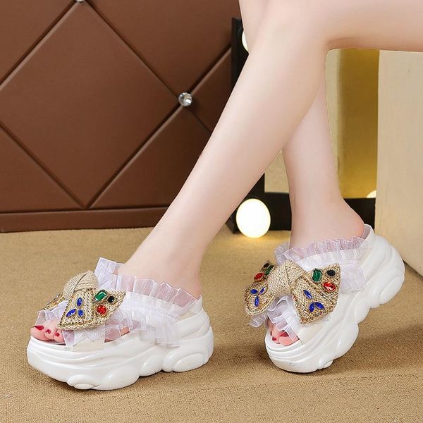slippers bowknot summer women sandals rhionestone fashion high heels 10cm sponge thick bottom female, Black
slippers bowknot summer women sandals rhionestone fashion high heels 10cm sponge thick bottom female, Black