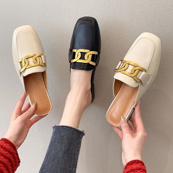 shoes woman 2021 female slippers square heel med loafers mules cover toe rivet block rubber slides pu hoof heels metal, Black
shoes woman 2021 female slippers square heel med loafers mules cover toe rivet block rubber slides pu hoof heels metal, Black