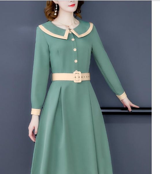 2021 spring and autumn fashion long sleeve women's dress@84, Black;gray