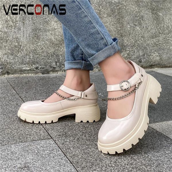 dress shoes verconas genuine leather women pumps platform thick heels woman spring casual chain concise mary janes, Black
dress shoes verconas genuine leather women pumps platform thick heels woman spring casual chain concise mary janes, Black