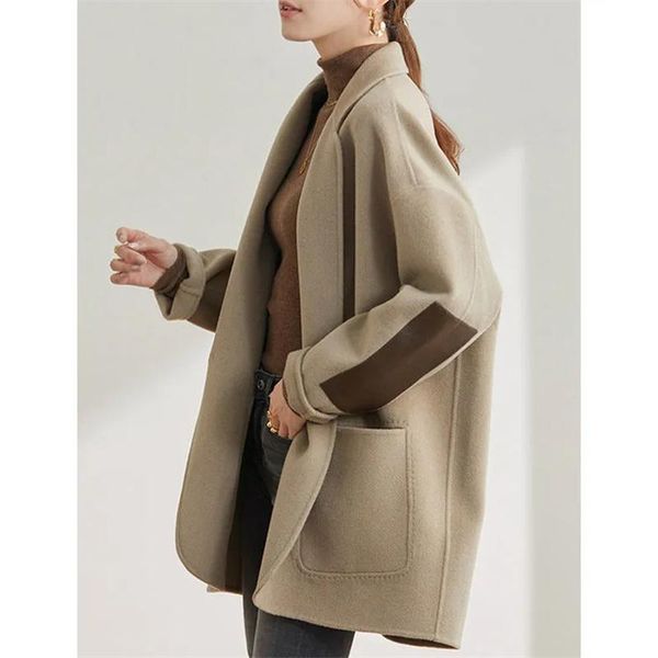 women's wool & blends small high-end woolen coat female 2022 style autumn winter loose suit double-sided cashmere coats, Black
women's wool & blends small high-end woolen coat female 2022 style autumn winter loose suit double-sided cashmere coats, Black