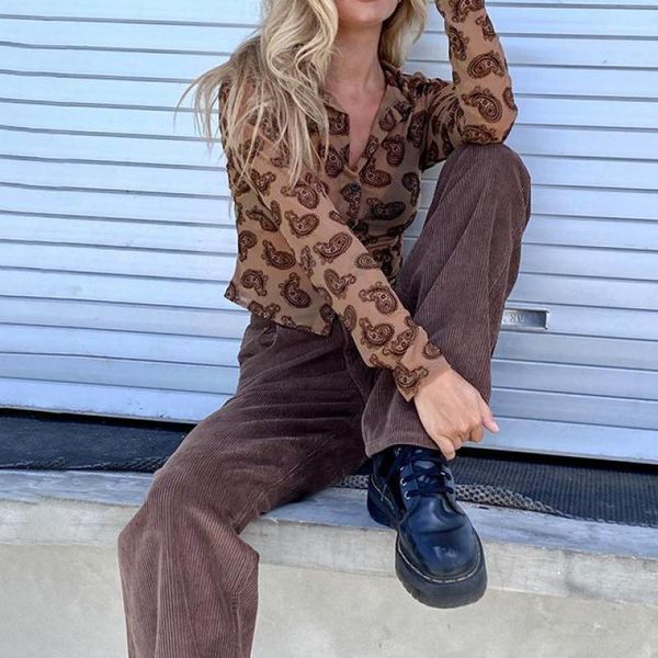 women's blouses & shirts 2021 women spring long sleeve printed shirt ladies streetwear lapel button up fashion perspective slim fit dro, White
women's blouses & shirts 2021 women spring long sleeve printed shirt ladies streetwear lapel button up fashion perspective slim fit dro, White