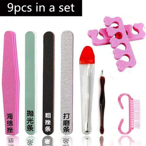 nail art kits 9 pcs/set file buffer uv gel polish block cleaning brush files cuticle pusher manicure tools with pvc box
nail art kits 9 pcs/set file buffer uv gel polish block cleaning brush files cuticle pusher manicure tools with pvc box