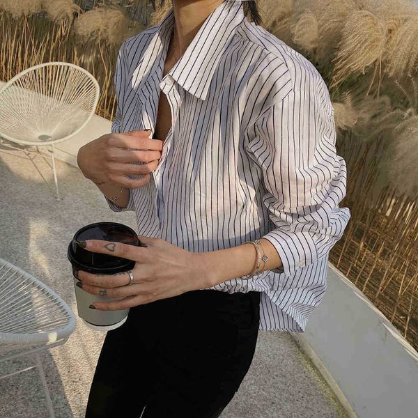 women's blouses & shirts spring autumn korea fashion women long sleeve turn-down collar loose all-matched casual striped athi, White
women's blouses & shirts spring autumn korea fashion women long sleeve turn-down collar loose all-matched casual striped athi, White