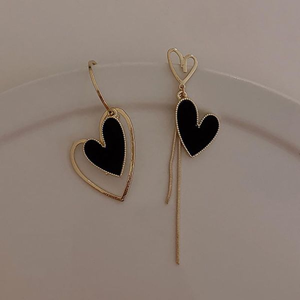dangle & chandelier s925 post allergy black enamel rhinestone heart tassel asimetric earrings for women cute sweet korean, Silver
dangle & chandelier s925 post allergy black enamel rhinestone heart tassel asimetric earrings for women cute sweet korean, Silver