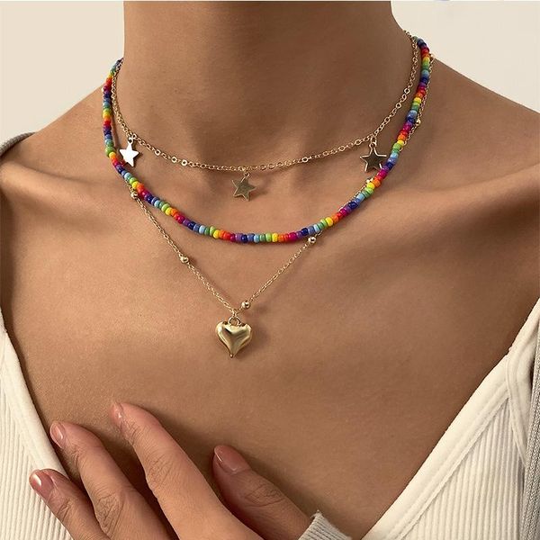 chokers bohemian colorful bead heart-shaped necklace women handmade seed beads star clavicle choker simple short sweet female jewelry, Golden;silver
chokers bohemian colorful bead heart-shaped necklace women handmade seed beads star clavicle choker simple short sweet female jewelry, Golden;silver