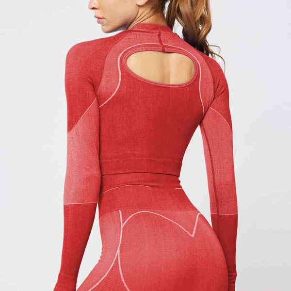 Women's T-shirt 2021ins line jacquard seamls long sleeve gradual hollow fitns long sleeve Yoga suit, White
Women's T-shirt 2021ins line jacquard seamls long sleeve gradual hollow fitns long sleeve Yoga suit, White
