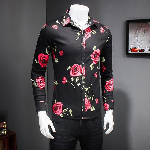 men's casual shirts gzdeerax red flower printed mens luxury long sleeve dress plus size 5xl fashion slim fit party male, White;black
men's casual shirts gzdeerax red flower printed mens luxury long sleeve dress plus size 5xl fashion slim fit party male, White;black