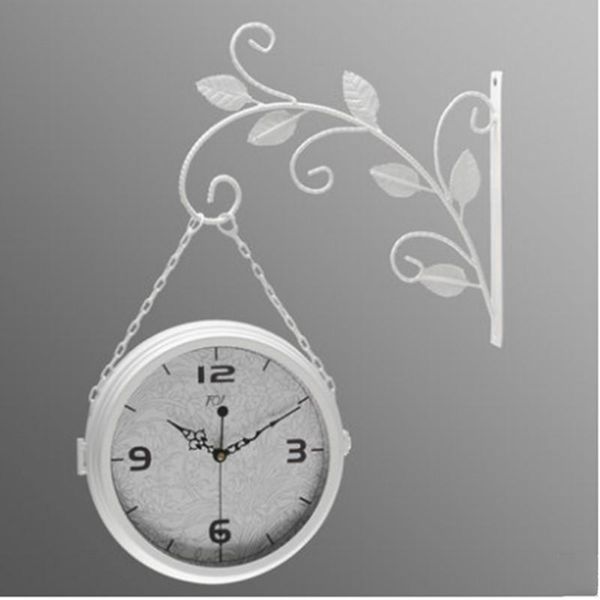 wall clocks iron art simple pastoral double-sided clock watch silent quartz in living room passage
wall clocks iron art simple pastoral double-sided clock watch silent quartz in living room passage