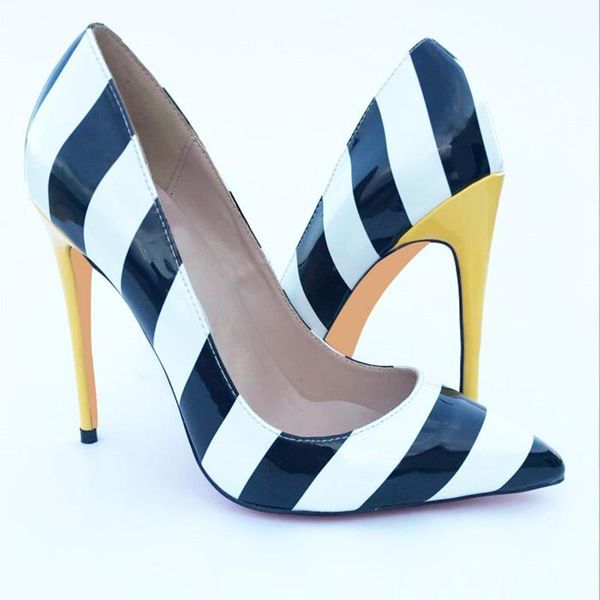 dress shoes 2021 black and white striped patent leather 12cm high heels pointed toe superfine color matching girl
dress shoes 2021 black and white striped patent leather 12cm high heels pointed toe superfine color matching girl