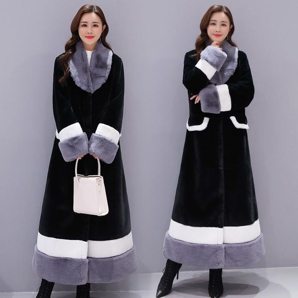 women's fur & faux women long coat winter fashion warm turn-down collar covered button wide-waisted coats, Black
women's fur & faux women long coat winter fashion warm turn-down collar covered button wide-waisted coats, Black
