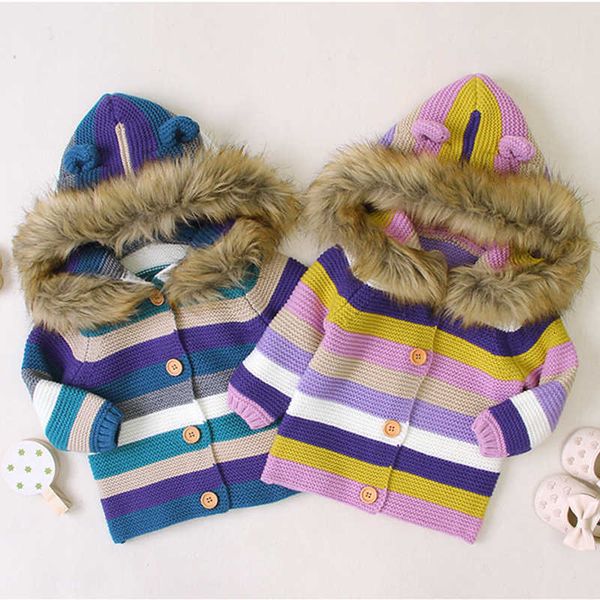 0-24m autumn winter baby boys girls stripe hooded jacket outfits warmth children's sweater kids fur collar cardigan coat, Blue;gray
0-24m autumn winter baby boys girls stripe hooded jacket outfits warmth children's sweater kids fur collar cardigan coat, Blue;gray