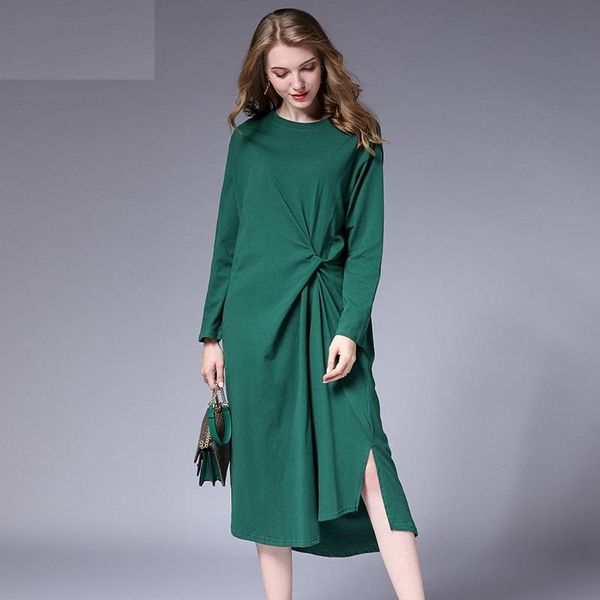casual dresses autumn basic green long sleeve dress women plus size party all match black irregular split red winter xl-4xl, Black;gray
casual dresses autumn basic green long sleeve dress women plus size party all match black irregular split red winter xl-4xl, Black;gray