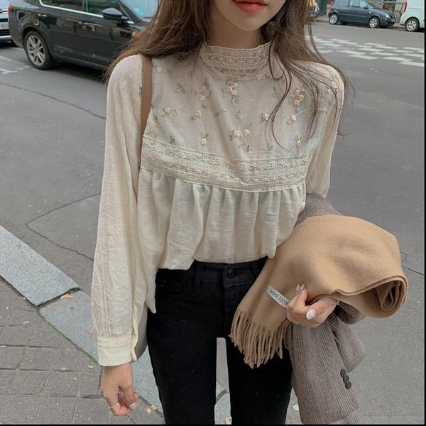 elegant womens shirt lace stand collar blouse hollow out floral embroidery feminine blouses women long sleeve, White
elegant womens shirt lace stand collar blouse hollow out floral embroidery feminine blouses women long sleeve, White