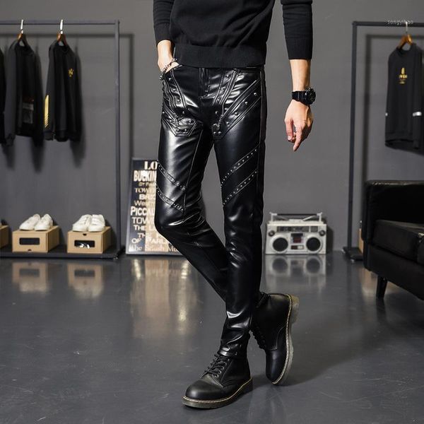 men's autumn season thick slim-fit skinny leather pants teen rivet zipper fashion casual pu, Black
men's autumn season thick slim-fit skinny leather pants teen rivet zipper fashion casual pu, Black