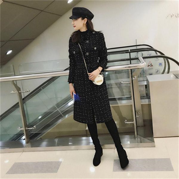 women's wool & blends fashion woolen coat women ladies casual long tweed autumn and winter thickening waist jacket, Black
women's wool & blends fashion woolen coat women ladies casual long tweed autumn and winter thickening waist jacket, Black