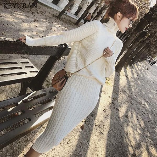 women's two piece pants twist knitted 2 set women long sleeve turtleneck pullover sweater + split pencil skirt lady runway knitting sui, White
women's two piece pants twist knitted 2 set women long sleeve turtleneck pullover sweater + split pencil skirt lady runway knitting sui, White