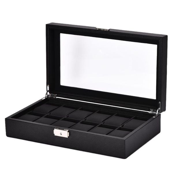 storage boxes & bins 12 grid watch box black carbon fiber outer pu leather inner pillow case bracket
storage boxes & bins 12 grid watch box black carbon fiber outer pu leather inner pillow case bracket