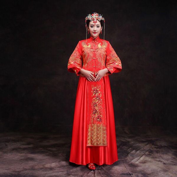 ethnic clothing oriental asian bride beauty chinese traditional wedding dress women red floral long sleeve embroidery cheongsam robe qipao s
ethnic clothing oriental asian bride beauty chinese traditional wedding dress women red floral long sleeve embroidery cheongsam robe qipao s