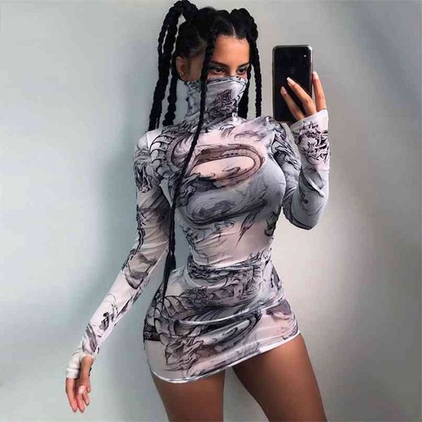 women turtleneck dress mesh material print slim skinny dresses autumn long sleeve female fashion outfits 210607, Black;gray
women turtleneck dress mesh material print slim skinny dresses autumn long sleeve female fashion outfits 210607, Black;gray