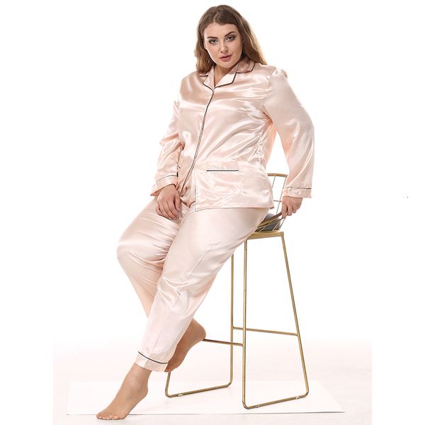 women's sleepwear big size lady imitation silk pajama sets satin clothes + long pants two-piece casual fat mm women 8219 et89, Black;red
women's sleepwear big size lady imitation silk pajama sets satin clothes + long pants two-piece casual fat mm women 8219 et89, Black;red