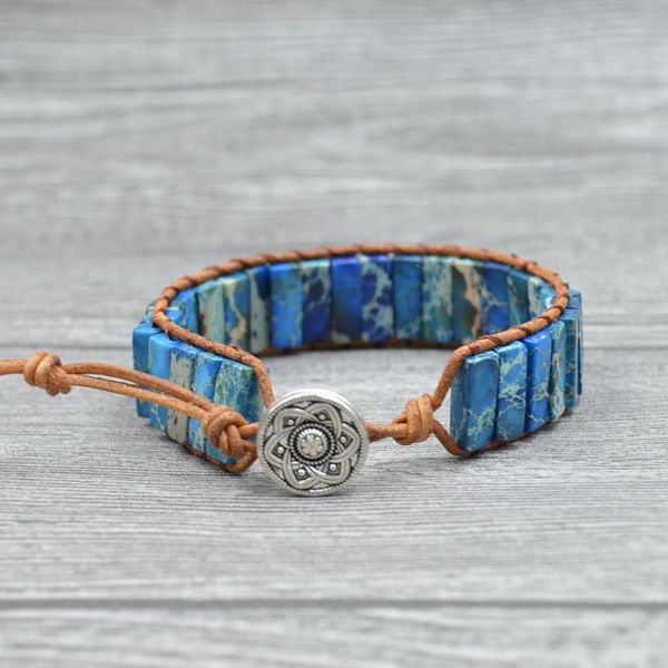 tennis natural stones blue colored tube beaded wrap bracelets handmade genuine leather bangle customized jewelry, Golden;silver
tennis natural stones blue colored tube beaded wrap bracelets handmade genuine leather bangle customized jewelry, Golden;silver