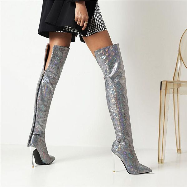 boots printed over-the-knee brand european and american style pointed super high heel thigh silver size 43, Black
boots printed over-the-knee brand european and american style pointed super high heel thigh silver size 43, Black