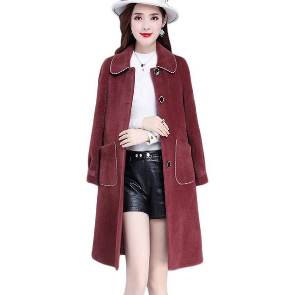 women's wool & blends winter warm mink woolen coat long imitation gold fur one piece coats thicke cold parka overcoat, Black
women's wool & blends winter warm mink woolen coat long imitation gold fur one piece coats thicke cold parka overcoat, Black