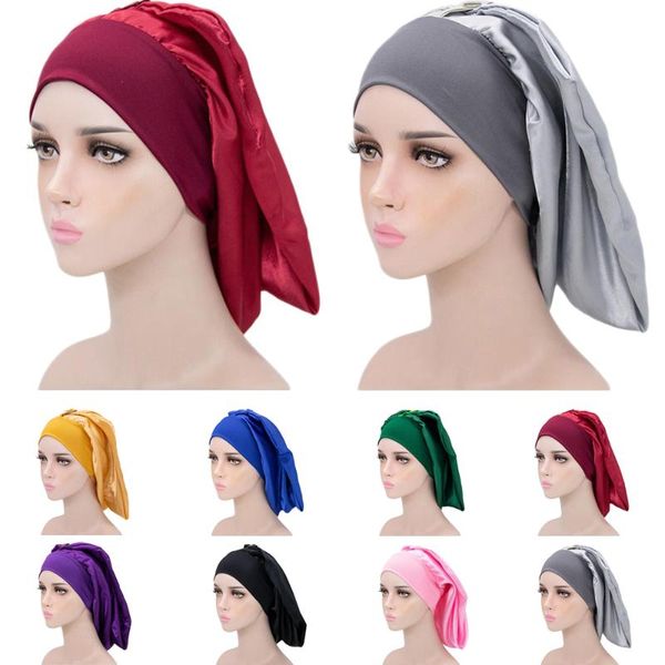 beanie/skull caps women long satin snap bonnets solid wide elastic band shower cap night sleep hair care bonnet silk turban nightcap headwea, Blue;gray
beanie/skull caps women long satin snap bonnets solid wide elastic band shower cap night sleep hair care bonnet silk turban nightcap headwea, Blue;gray