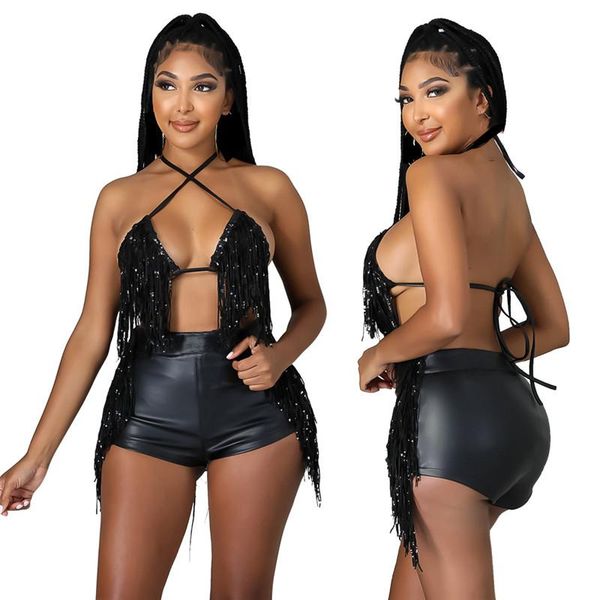 women's tracksuits kexu solid tassel bandage women set halter crop skinny shorts two 2 piece sets night clubwear summer outfits, Gray
women's tracksuits kexu solid tassel bandage women set halter crop skinny shorts two 2 piece sets night clubwear summer outfits, Gray