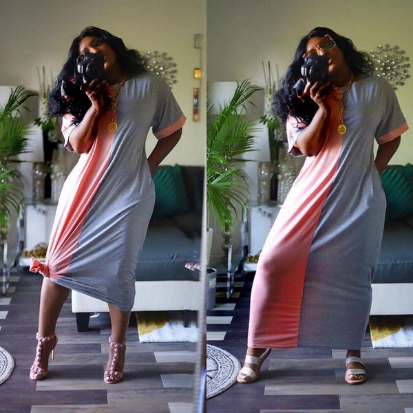 casual dresses 15hy5044 summer women long dress two colors splicing vestidos plus size, Black;gray
casual dresses 15hy5044 summer women long dress two colors splicing vestidos plus size, Black;gray