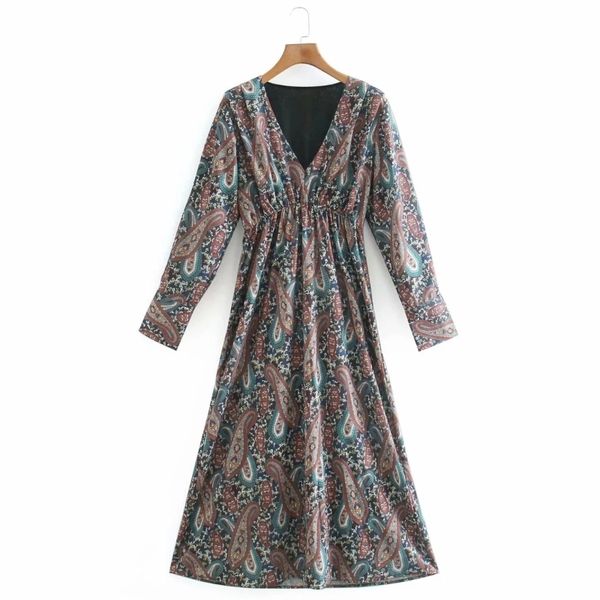 women vintage paisley printing v neck shoulder pleating midi dress female long sleeve clothes loose vestido d7007 210430, Black;gray
women vintage paisley printing v neck shoulder pleating midi dress female long sleeve clothes loose vestido d7007 210430, Black;gray