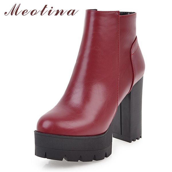 meotina autumn ankle boots women zipper platform chunky heel short boots pu leather super high heel shoes lady winter size 33-43 210520, Black
meotina autumn ankle boots women zipper platform chunky heel short boots pu leather super high heel shoes lady winter size 33-43 210520, Black