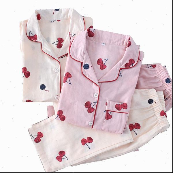 spring and autumn ladys womens sleepwears pajamas set cherry printed 100% gauze cotton turn down collar long sleeve trousers household, Black;red
spring and autumn ladys womens sleepwears pajamas set cherry printed 100% gauze cotton turn down collar long sleeve trousers household, Black;red
