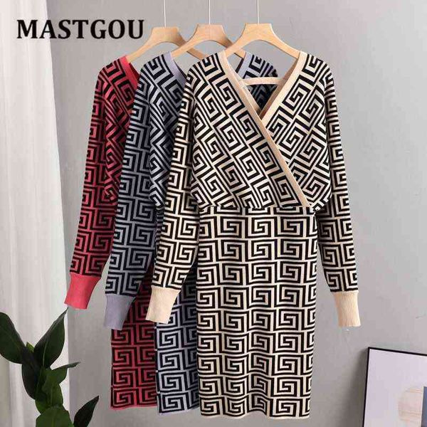 mastgou geomatric knit long women sweater dress double v neck midi dresses autumn winter a line dress above knee mini dress g1214, Black;gray
mastgou geomatric knit long women sweater dress double v neck midi dresses autumn winter a line dress above knee mini dress g1214, Black;gray