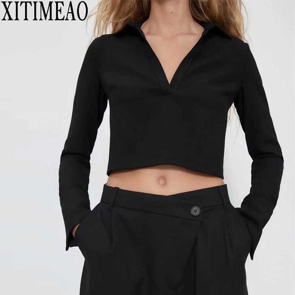 za women fashion retro short v-neck long sleeve pullover shirt solid color elegant blouse clothing xitimeao 210604, White
za women fashion retro short v-neck long sleeve pullover shirt solid color elegant blouse clothing xitimeao 210604, White