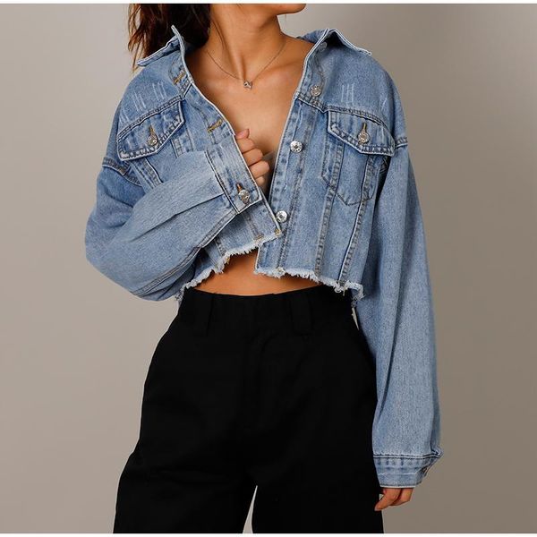 women's jackets autumn denim cropped jacket female pockets hole short jean ladies 2021 fashion button casual solid coats, Black;brown
women's jackets autumn denim cropped jacket female pockets hole short jean ladies 2021 fashion button casual solid coats, Black;brown
