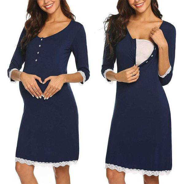 maternity dresses pajamas for nightgown pregnant women nursing nightwear lace sleepwear pregnancy long sleeve, White
maternity dresses pajamas for nightgown pregnant women nursing nightwear lace sleepwear pregnancy long sleeve, White