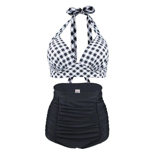women's swimwear two piece high waisted bikini strapping women summer bathing suits neck swimsuit cover lace up with skirt shorts, White;black
women's swimwear two piece high waisted bikini strapping women summer bathing suits neck swimsuit cover lace up with skirt shorts, White;black