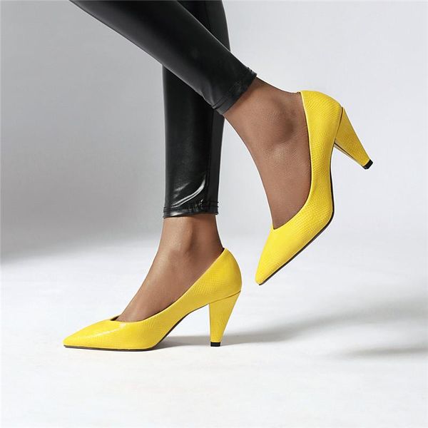 dress shoes 2021 spring spike high heels ladies yellow blue red black party office women pumps big size
