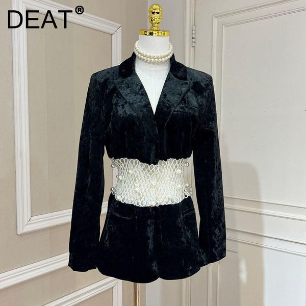 women's jackets deat women velvet pearl hollow out grid full sleeve notched casual style elegant coat 2021 autumn fashion 15ak315, Black;brown
women's jackets deat women velvet pearl hollow out grid full sleeve notched casual style elegant coat 2021 autumn fashion 15ak315, Black;brown