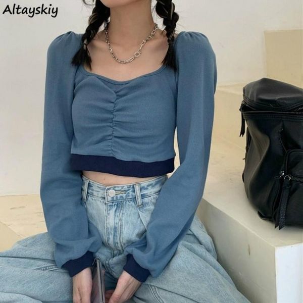 women's blouses & shirts cropped women slim leisure patchwork autumn all-match puff sleeve stylish student bf style simple female, White
women's blouses & shirts cropped women slim leisure patchwork autumn all-match puff sleeve stylish student bf style simple female, White