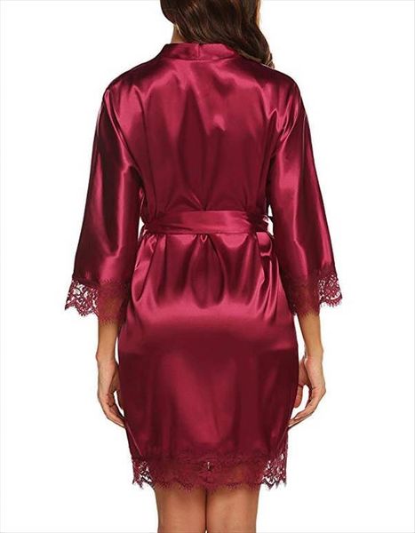 fashion bathrobes satin robe womens sleepwears nightgown pajamas lingerie night mini dress lace halt sleeve, Black;red
fashion bathrobes satin robe womens sleepwears nightgown pajamas lingerie night mini dress lace halt sleeve, Black;red