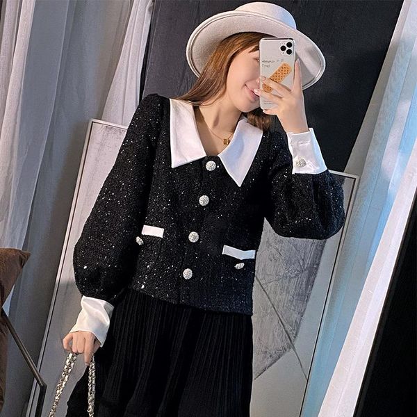 women's jackets 2021 autumn women fashion lantern sleeve jacket female lapel short outwear ladies temperament coat girl top, Black;brown
women's jackets 2021 autumn women fashion lantern sleeve jacket female lapel short outwear ladies temperament coat girl top, Black;brown
