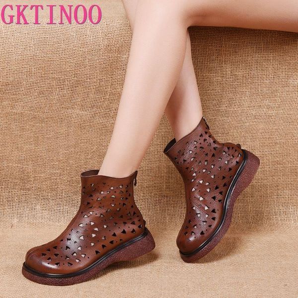 sandals gktinoo summer women ankle boots handmade genuine leather hollow out wedge women's shoes soft bottom, Black
sandals gktinoo summer women ankle boots handmade genuine leather hollow out wedge women's shoes soft bottom, Black